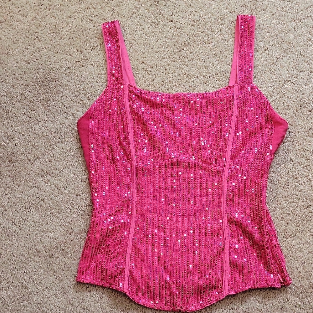 Grace Karin Pink Sequin Camisole Top